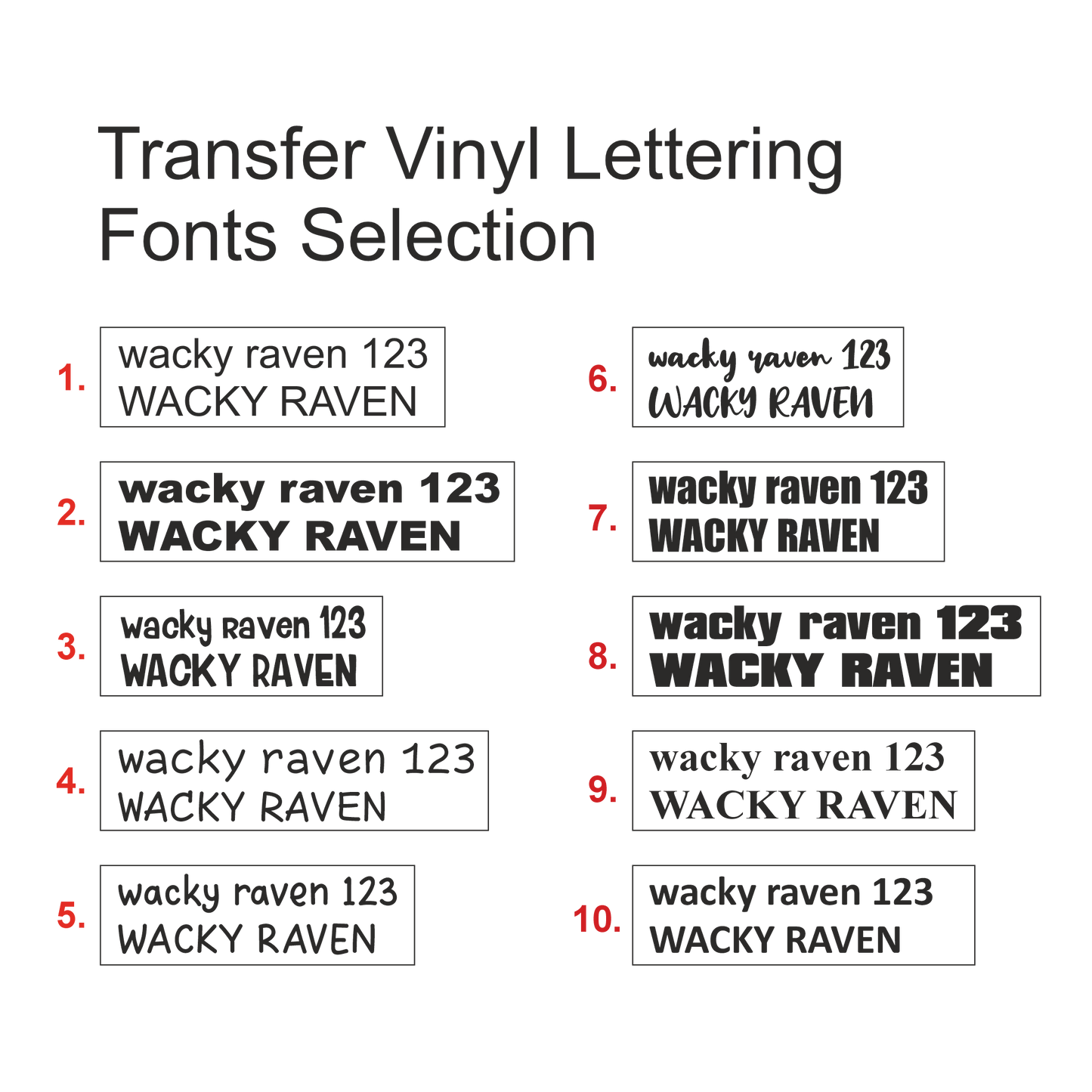 Transfer Vinyl Lettering - Single Line